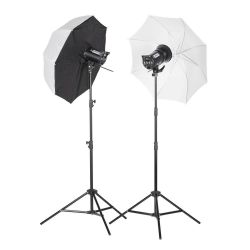 Quadralite Up! 600 - Kit 2 Flash da Studio 300W + 2 stativi + 1 ombrello + 1 softbox