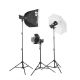 Quadralite Up! 700 - Kit 2 Flash da Studio 200W + 1 da 300W + 3 stativi + 1 ombrello + 1 pannello + 1 softbox