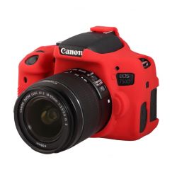Custodia protezione EasyCover camera case in silicone morbido per Canon 750D / Rebel T6i Rosso
