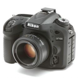 Protezione custodia in silicone EasyCover soft case morbido per Nikon D7100 D7200 Nero