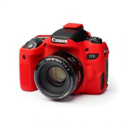 Custodia protezione soft camera case in morbido silicone EasyCover per Canon 77D Rosso