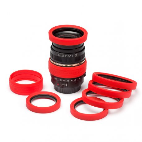 EasyCover anello paraurti in silicone per obiettivo lens rim protettivo 62mm rosso