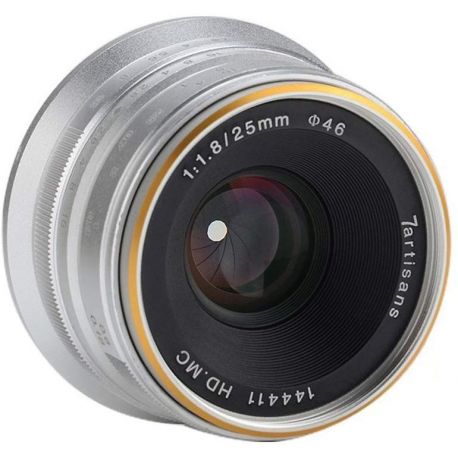 Obiettivo grandangolare 7Artisans 25mm F1.8 per fotocamere Sony E formato APS-C Silver