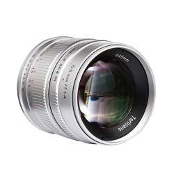 Obiettivo 7Artisans 55mm F/1.4 APS-C per fotocamere mirrorless Sony E Silver