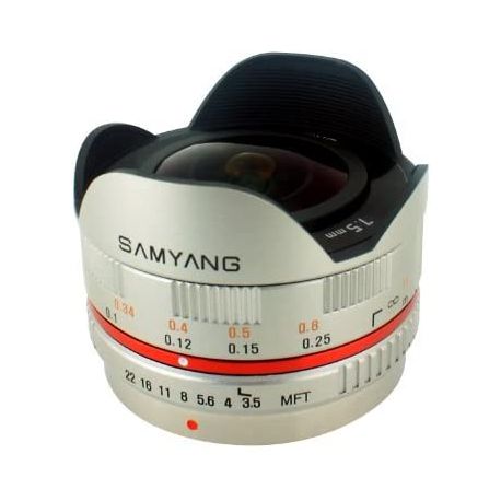 Obiettivo Fisheye Samyang 7.5mm Cine UMC T3.8 Argento Compatibile Micro Quattro Terzi