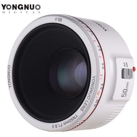 Obiettivo Yongnuo 50mm f/1.8 Mark II Bianco per fotocamere Canon YN50II