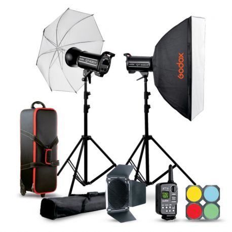 Godox QTII flash da studio kit 2x QT400IIM + accessori