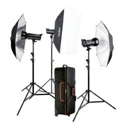 Godox DSII kit flash da studio (2x DS300II da 300w + 1x DS400II da 400w) + accessori