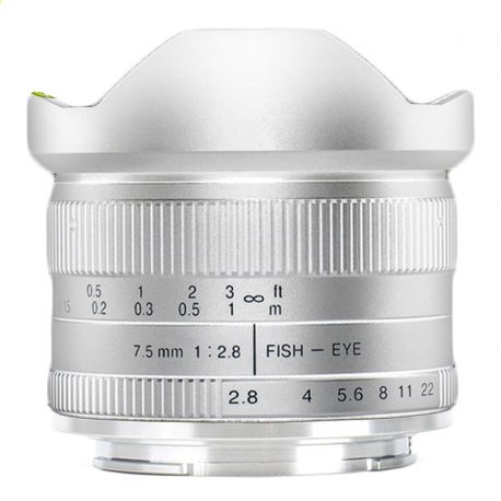 Obiettivo 7Artisans 7.5mm F2.8 APS-C per mirrorless Fujifilm X Silver