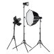 Quadralite SVL-400 Faretto LED 3 light kit studio fotografico (lampade + stativi + accessori)