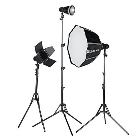 Quadralite SVL-400 Faretto LED 3 light kit studio fotografico (lampade + stativi + accessori)