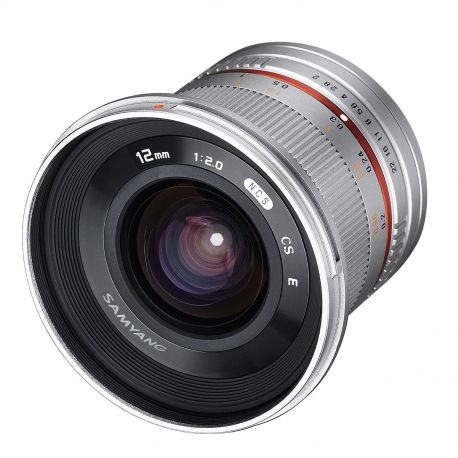 Obiettivo Samyang 12mm f/2.0 NCS CS Silver x Micro Quattro Terzi M4/3 Lens