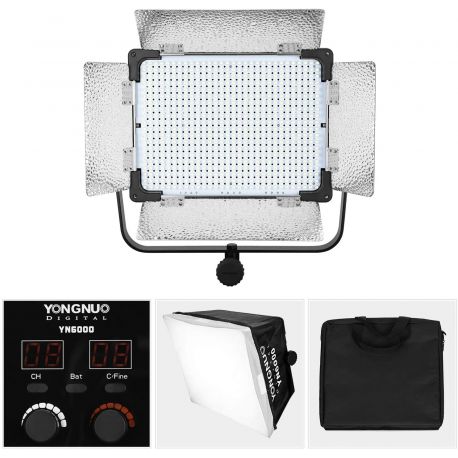 Yongnuo YN6000 faretto LED 3200-5500K kit softbox