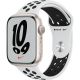 Apple Watch Series 7 Nike GPS 45mm Starlight Cassa alluminio Pure Platinum cinturino Sport Nero