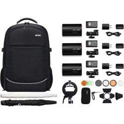 Godox AD100 PRO TTL kit 3 flash per fotocamera + zaino + accessori