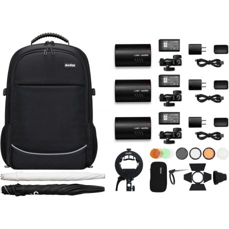 Godox AD100 PRO TTL kit 3 flash per fotocamera + zaino + accessori