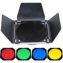 Godox BD-04 Barndoor Kit con gelatine e griglia a nido d'ape