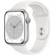 Smartwatch Apple Watch Serie 8 GPS 45mm cassa alluminio argento con Cinturino Sport bianco