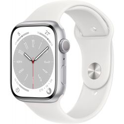 Smartwatch Apple Watch Serie 8 GPS 45mm cassa alluminio argento con Cinturino Sport bianco