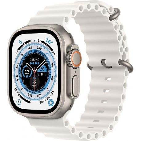 Smartwatch Apple Watch Ultra GPS + Cellular 49mm cassa titanio Cinturino Ocean - Bianco
