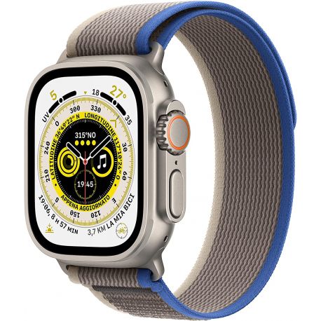 Smartwatch Apple Watch Ultra GPS + Cellular 49mm cassa titanio cinturino Trail Loop blue/grigio - Taglia S/M