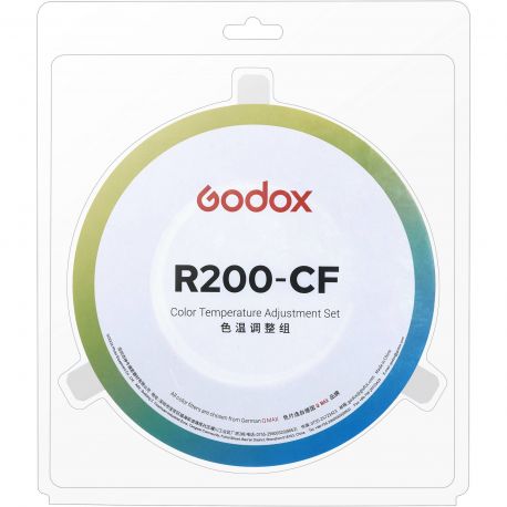 Godox R200-CF Set di filtri colorati in gel per testa flash anulare R200