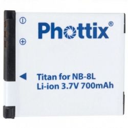 Phottix TITAN Batteria Ricaricabile NB-8L x Canon A3000 A3100